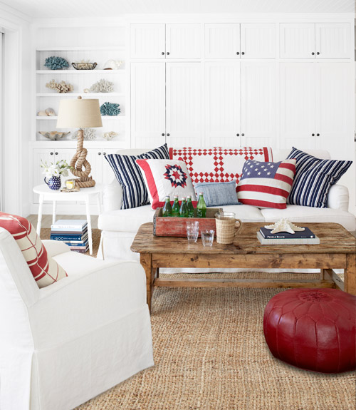  red  white  and blue  pillows living room decorating  idea 